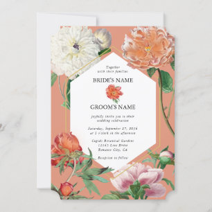 Aquarellfarben Pfirsichrosa Peonies Blume Hochzeit Einladung