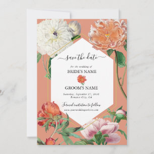 Aquarellfarben Pfirsichrosa Peonies Blume Hochzeit Save The Date