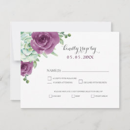 Aquarellfarben-Pflaume-Rose Hochzeit Rsvp Karte
