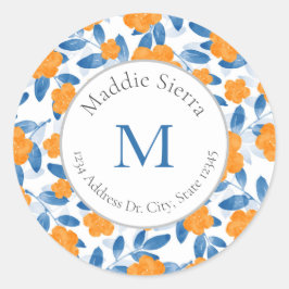 Aquarellfarben-Pflaumen und Blätter Muster-Etikett Runder Aufkleber