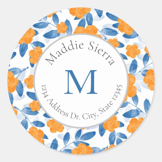 Aquarellfarben-Pflaumen und Blätter Muster-Etikett Runder Aufkleber (Vorderseite)