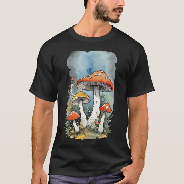 Aquarellfarben-Pilze T-Shirt (Vorderseite)