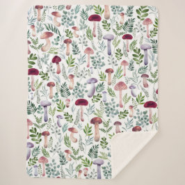 Aquarellfarben Pilze und Blätter im Grünen Sherpadecke