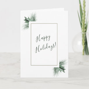 Aquarellfarben PIne & Winter Green Holly Feiertagskarte