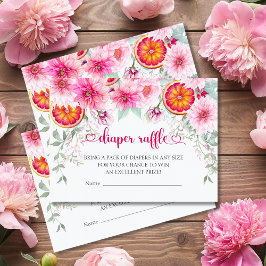 Aquarellfarben Pink & Citrus Diaper Raffle Baby Du Begleitkarte