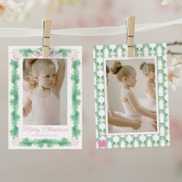 Aquarellfarben Pink & Green Christmas Garland Foto Feiertagskarte