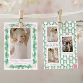 Aquarellfarben Pink & Green Christmas Garland Foto Feiertagskarte