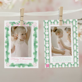 Aquarellfarben Pink & Green Christmas Garland Foto Feiertagskarte