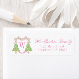 Aquarellfarben Pink & Green Christmas Monogram Wap