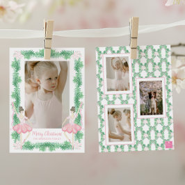 Aquarellfarben Pink & Green Weihnachtsballerinas F Feiertagskarte
