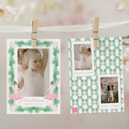 Aquarellfarben Pink & Green Weihnachtsballerinas F Feiertagskarte