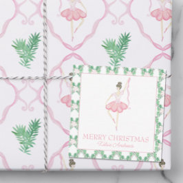 Aquarellfarben Pink & Green Weihnachtsballerinas F Mitteilungskarte