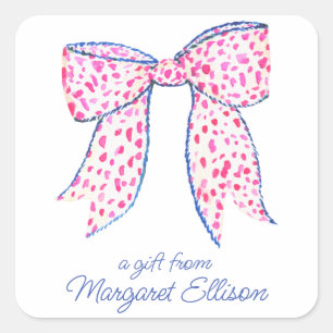 Aquarellfarben Pink Polka Dot Bow Gift Stickers