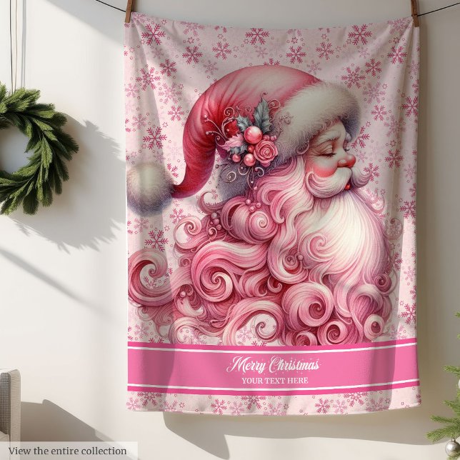 Aquarellfarben Pinkmas Weihnachtsnamen Decken für  (Watercolor Pinkmas Santa Name Blanket for Girls)