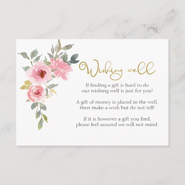 Aquarellfarben Pinselstrich Blütenrot Blütengrün Begleitkarte (Vorderseite)