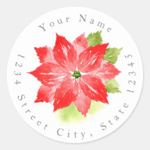 Aquarellfarben-Poinsettia-Labels
