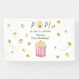 Aquarellfarben Popcorn Kindergeburtstag Party Banner