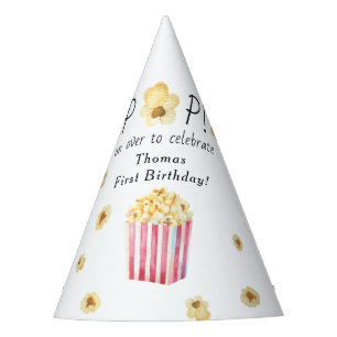 Aquarellfarben Popcorn Kindergeburtstag Party Partyhütchen