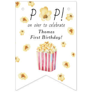 Aquarellfarben Popcorn Kindergeburtstag Party Wimpelkette