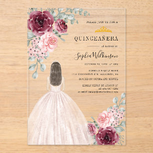 Aquarellfarben Quinceanera 15. Geburtstag Acryleinladungen