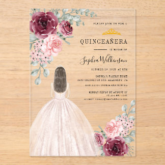 Aquarellfarben Quinceanera 15. Geburtstag Acryleinladungen