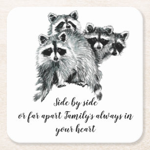 Aquarellfarben-Raccoon-Familie Inspiration Qu Rechteckiger Pappuntersetzer