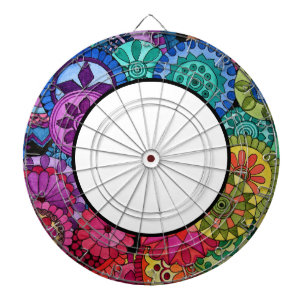 Aquarellfarben Rainbow Colors Mandala Dartscheibe