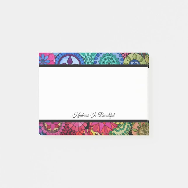 Aquarellfarben Rainbow Colors Mandala Post-it Klebezettel (Vorderseite)