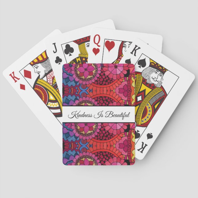 Aquarellfarben Rainbow Colors Mandala Spielkarten (Rückseite)