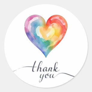 Aquarellfarben Rainbow Herz Danke, Ihr Aufkleber