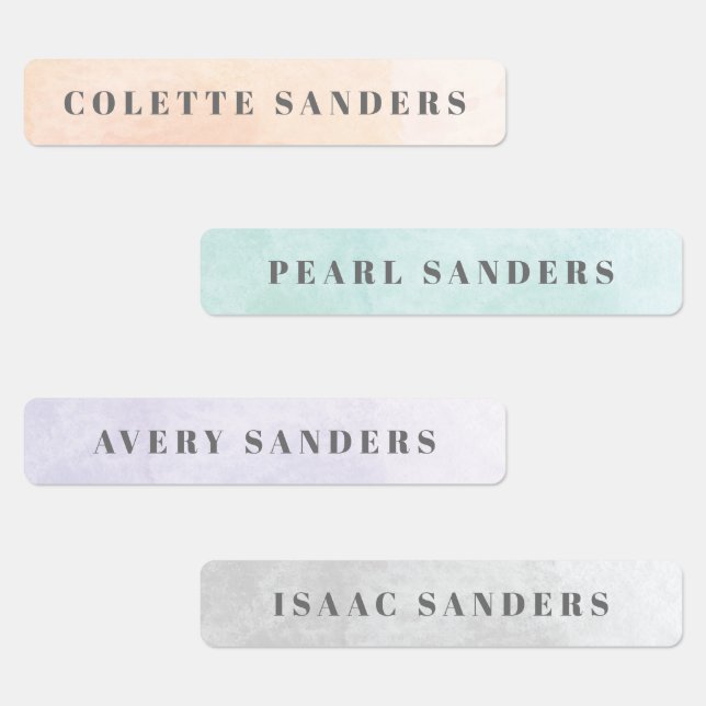 Aquarellfarben Rainbow Pastell Wassersicherer Name Etiketten (Gruppe)