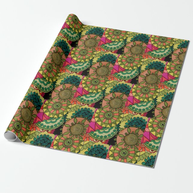 Aquarellfarben-Regenbogen-Farbe Mandala Geschenkpapier (Ungerollt)