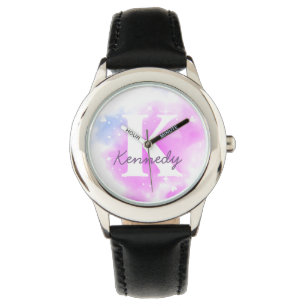 Aquarellfarben Regenbogen Galaxy Stars Pastell Lil Armbanduhr