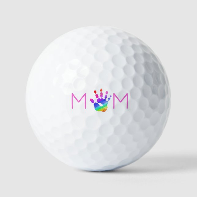 Aquarellfarben-Regenbogen-Handprint-MAMA Farbvolle Golfball (Vorderseite)