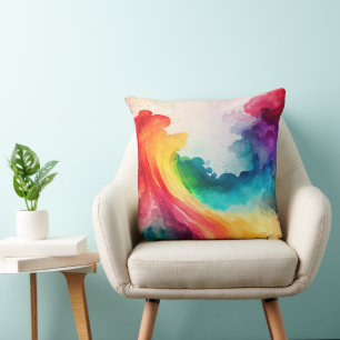 Aquarellfarben-Regenbogenfarben Kissen