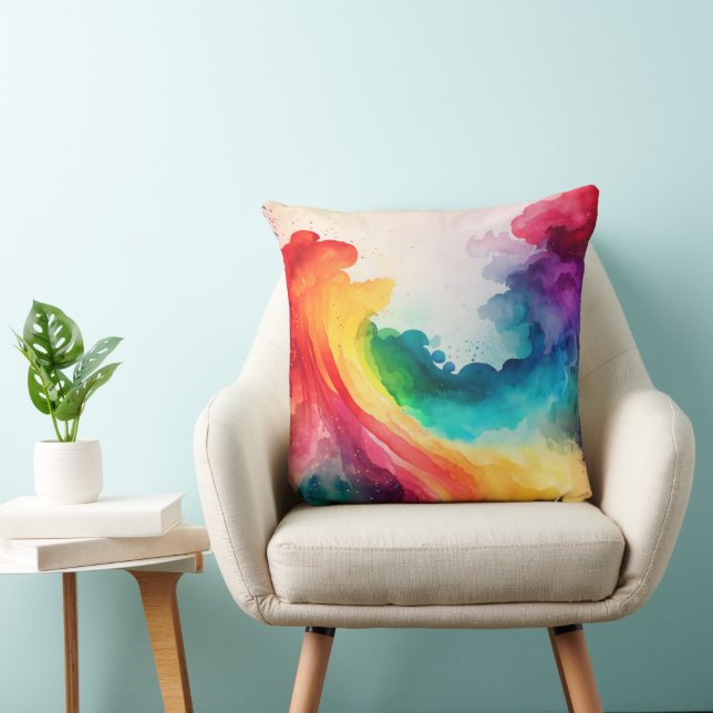 Aquarellfarben-Regenbogenfarben Kissen (Stuhl )