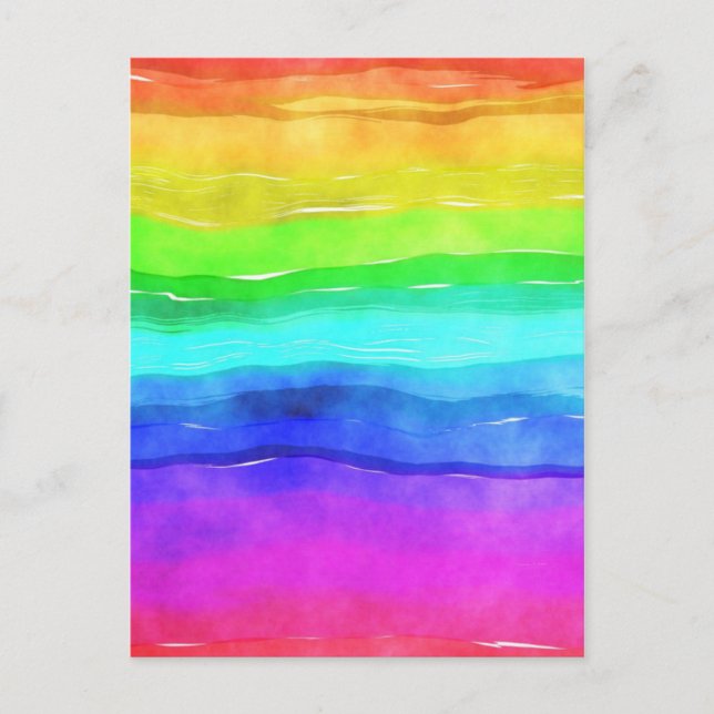 Aquarellfarben Regenbogenstreifen Hintergrund Postkarte (Vorderseite)