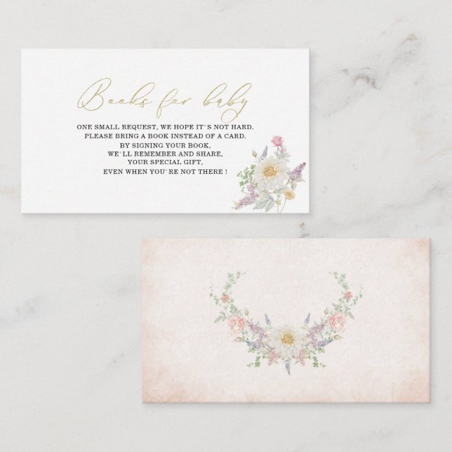 Aquarellfarben-Retro-Blume Bugband Babydusche b Begleitkarte (Vorne/Hinten)