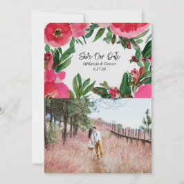 Aquarellfarben Rosa Anemone Hochzeitssemble Foto Save The Date