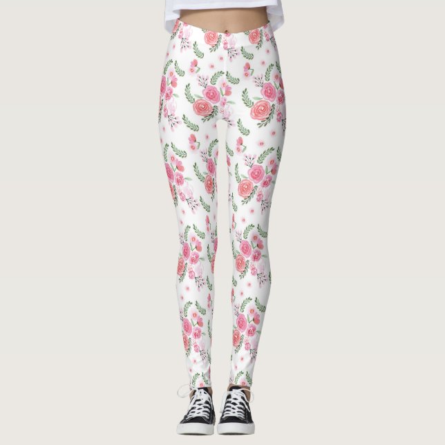 Aquarellfarben Rosa Bläschen Leggings (Vorderseite)