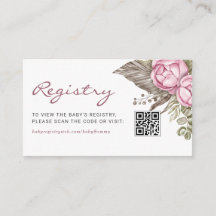 Aquarellfarben Rosa Blume Baby QR Code Registrieru