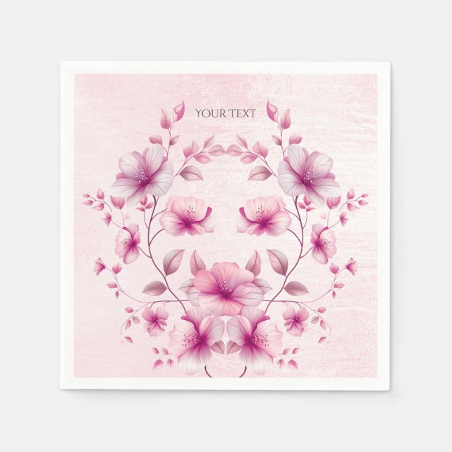 Aquarellfarben Rosa Blume Napkins Serviette (Vorderseite)