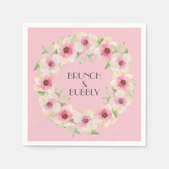 Aquarellfarben Rosa Blume Napkins Serviette (Vorderseite)