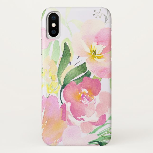 Aquarellfarben Rosa Blume Personalisiert Case-Mate iPhone Hülle (Rückseite)