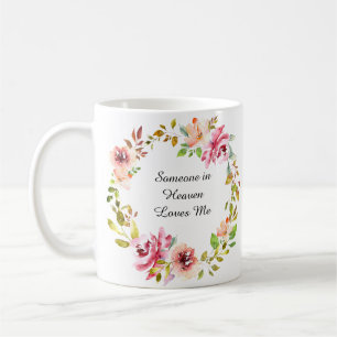 Aquarellfarben Rosa Blumenreath Memorial Keepake Kaffeetasse