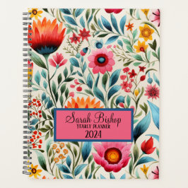 Aquarellfarben Rosa Blumenwalzplaner Hardcover Planer