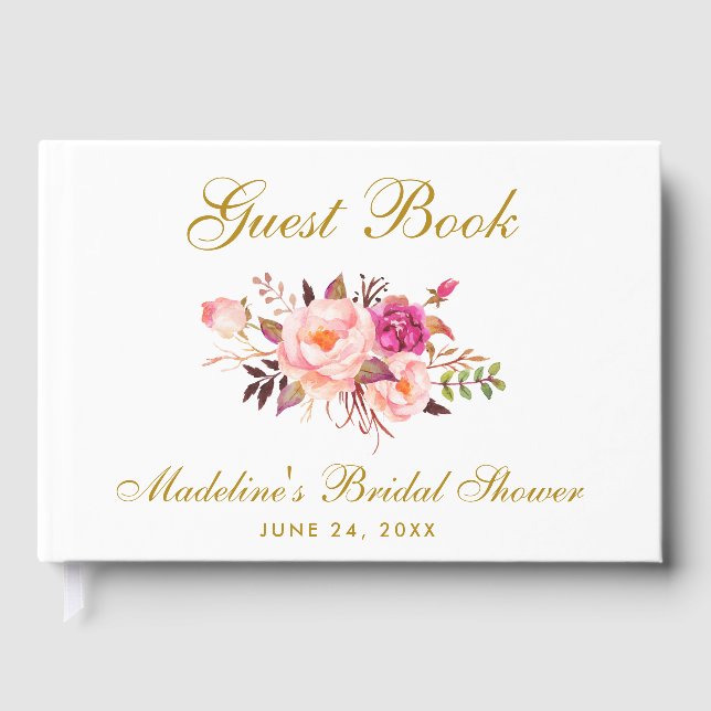 Aquarellfarben Rosa Blush Blues Brautparty Gästebuch (Vorderseite)