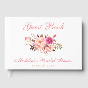 Aquarellfarben Rosa Blush Brautparty Gästebuch