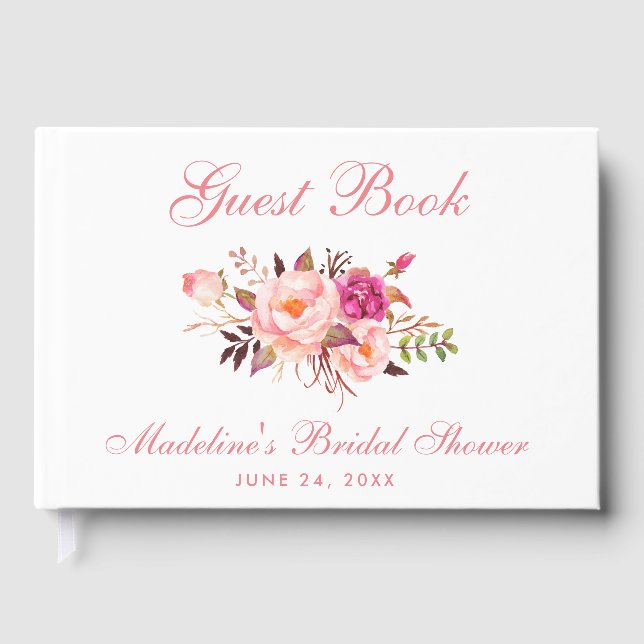 Aquarellfarben Rosa Blush Brautparty Gästebuch (Vorderseite)