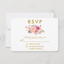 Aquarellfarben Rosa Blush Gold Hochzeit RSVP